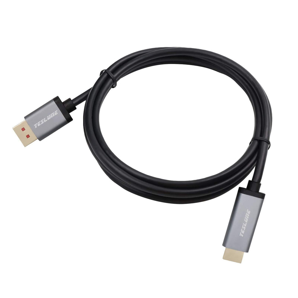 DisplayPort to HDMI Cable 6.6ft, TESLUNE 4K@60HZ DP 1.4 to HDMI 2.0 Cable, Electric Cables for Laptop, PC, HDTV, Monitor, Projector.