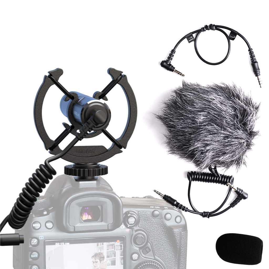 Mirfak Camera Microphone Highly Directional Shotgun Mic 3.5mm for Video, Vlogging, Youtuber Compatible with DSLR, Camcorers, PCs, Audio Recorders and iPhone Android Smartphone