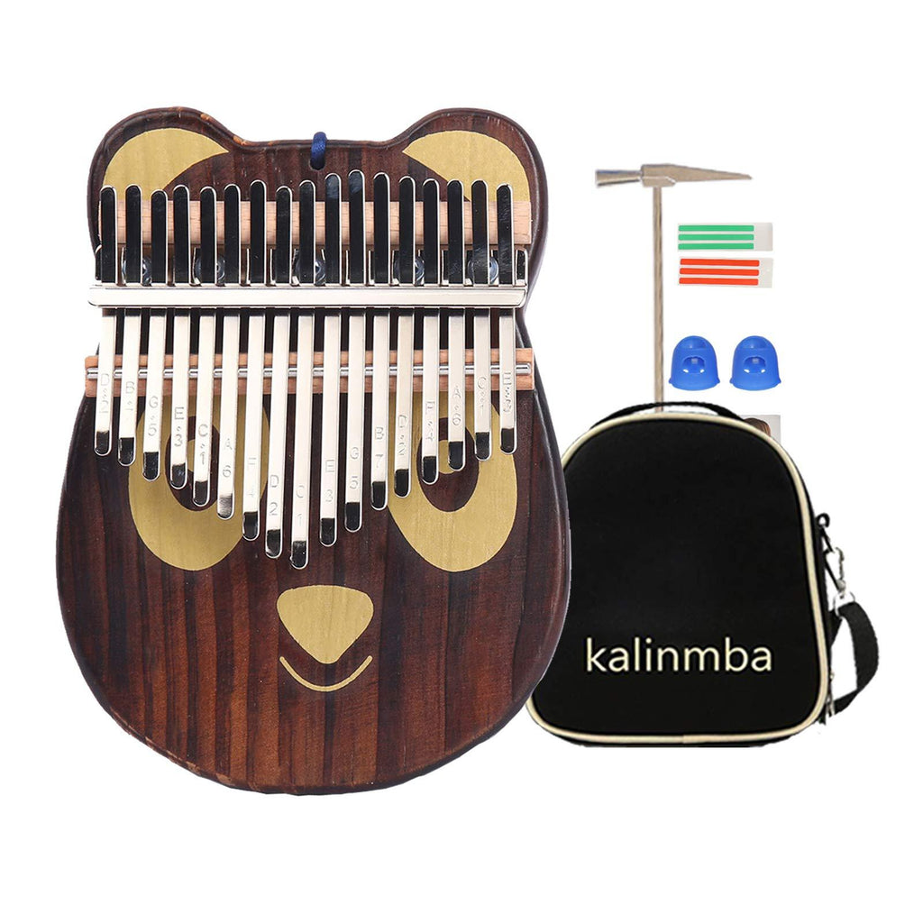 kalimba 17-key thumb piano mdkaba children's musical instrument music toy birthday Christmas gift（Little bear，Coffee color） Little bear Coffee color