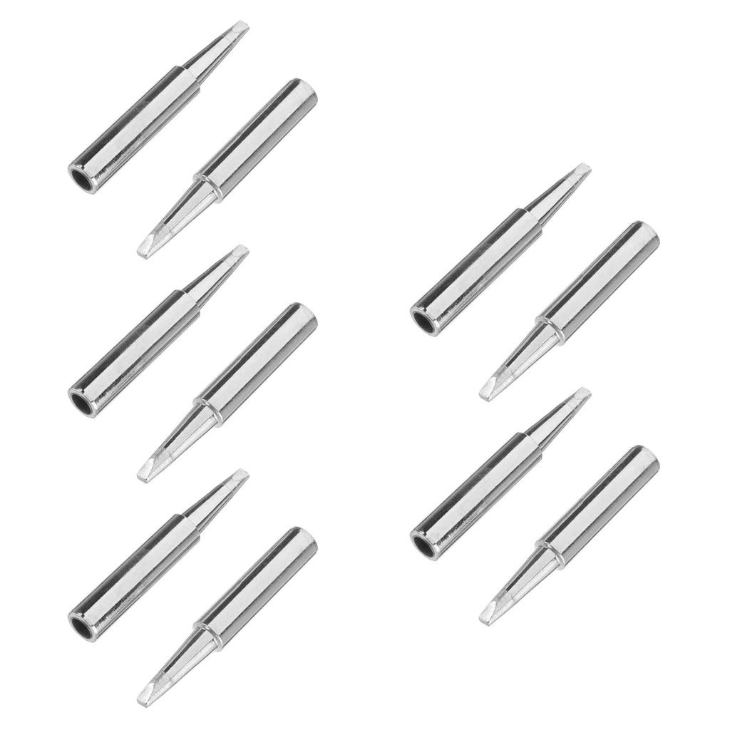 Fielect 10pcs Soldering Iron Tips Replacement Pure Copper Solder Tip Welding Equipment for Soldering Silver 900M-T-2.4D Flat