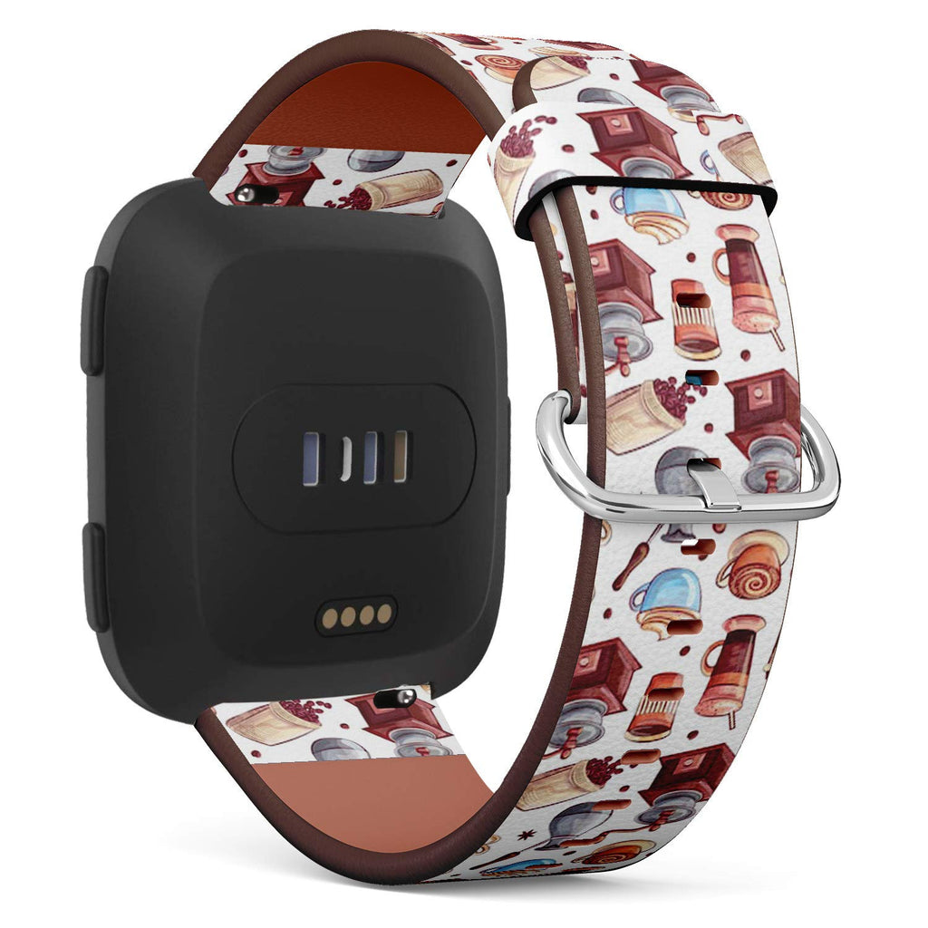 Compatible with Fitbit Versa,Versa 2, Versa SE, Versa Lite - Replacement Leather Wristband Watch Band Strap Bracelet for Men and Women - Coffee Beverage Plastic Ceramic Cup