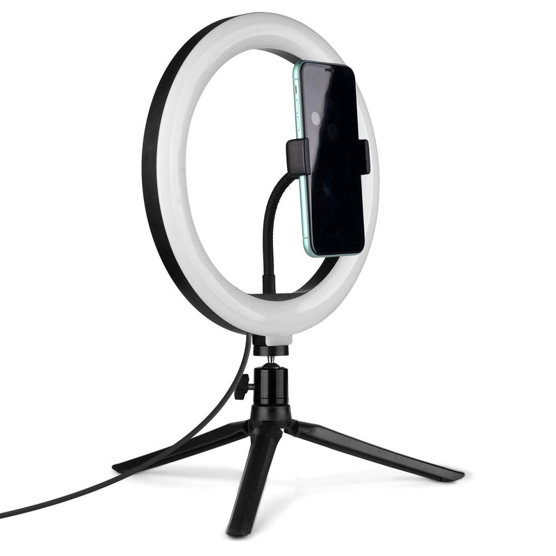 10" LED Ring Light with Tripod Stand & Phone Holder, Dimmable Desk Makeup Ring Light Makeup Light, Perfect for Live Streaming & YouTube Video, Photography, 3 Light Modes and 10 Brightness Levels