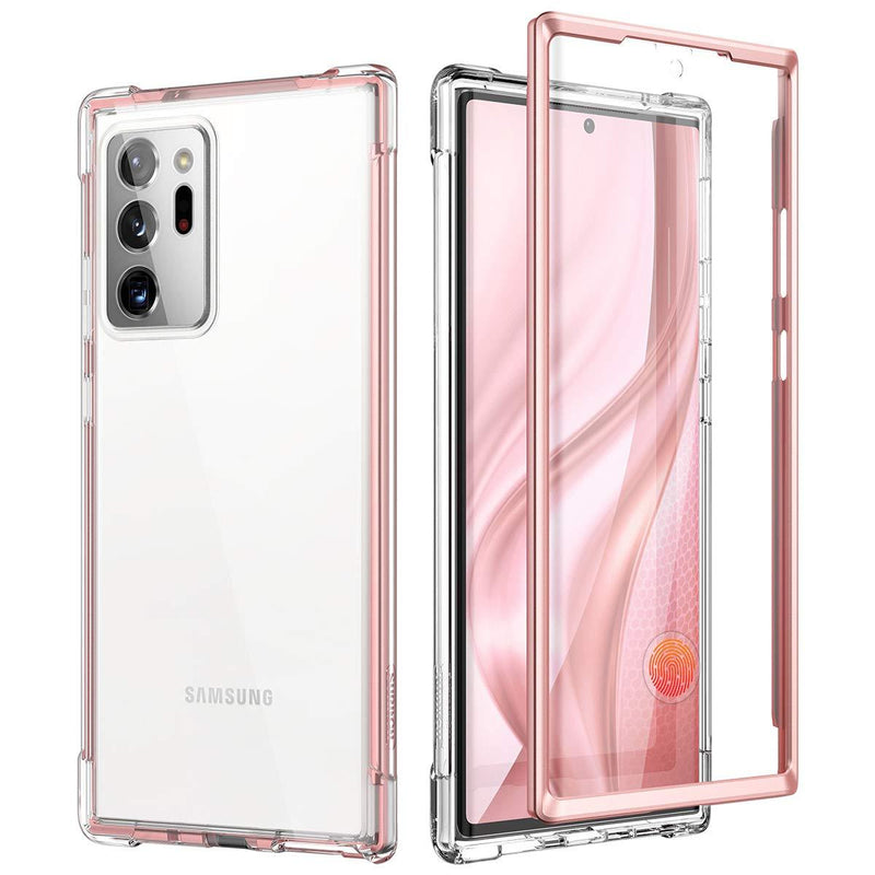 SURITCH Clear Case for Samsung Note 20 Ultra,[Built in Screen Protector]Full Body Protection Hard Shell+ TPU Bumper Shockproof Rugged Protective Cover for Samsung Galaxy Note 20 Ultra 6.9"(Rose Gold) Rose Gold