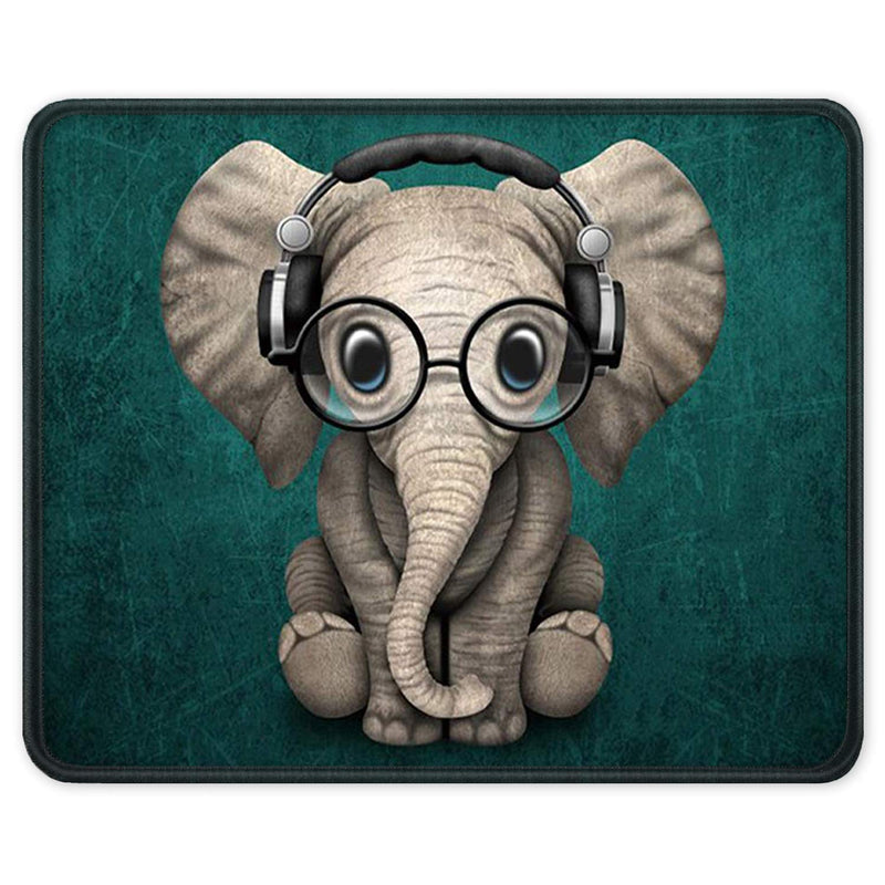 Auhoahsil Mouse Pad, Square Animal Theme Anti-Slip Rubber Mousepad with Durable Stitched Edges for Gaming Office Laptop Computer PC Men Women, Customized Pattern, 9.8 x 9.8 Inch, Cute Elephant Design Square - 10.2 x 8.7 Inch