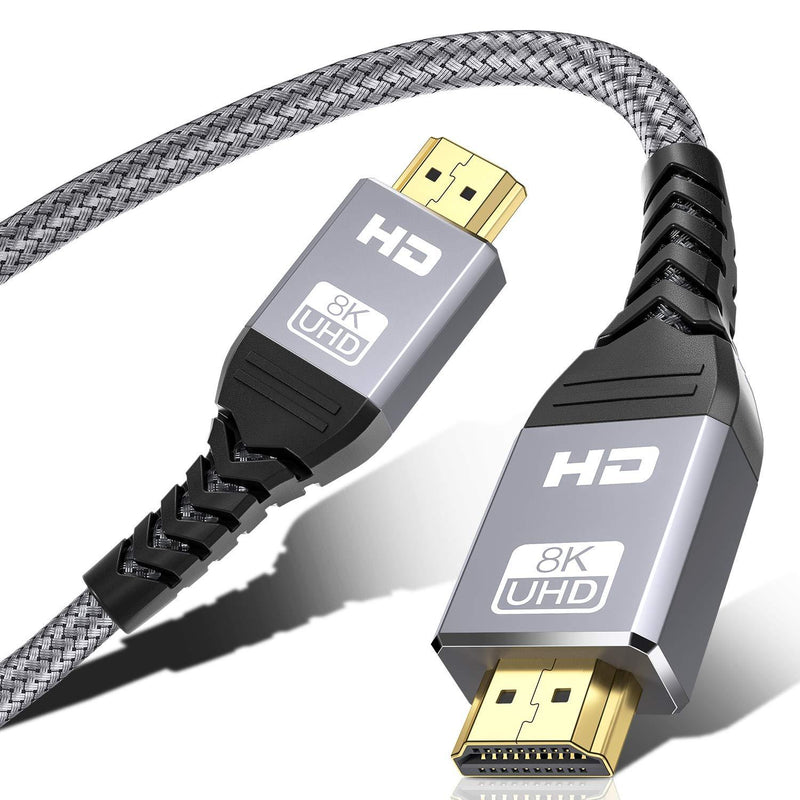 8K HDMI 2.1 Cable 3Ft,ALLEASA Ultra High Speed 8K@60Hz,4K@120Hz@144Hz DSC,HDR UHD 7680×4320,eARC HDR10+,HDCP 2.2&2.3,Compatible with PS5/PS4/PS3(Gray) 3 FT GREY