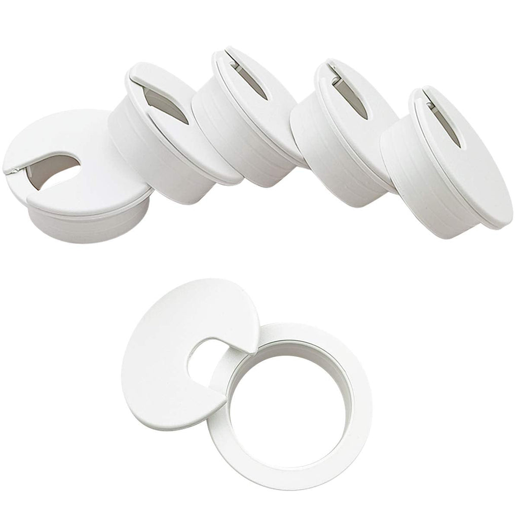 6pcs Desk Grommet 1-3/8 inch Plastic Wire Cord Cable Grommets Hole Cover for Office PC Desk Cable Cord Organizer (White) White 35mm/ 1-3/8 Inch Mounting Hole Diameter