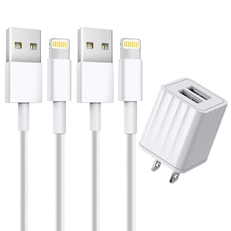 [Apple MFi Certified] iPhone Charger, Stuffcool 2 Pack 6FT Lightning Cable Fast Charging Data Sync Transfer Cord with Dual Port USB Wall Charger Plug Compatible with iPhone 12/12 Pro/11/XS/XR/X/8/iPad