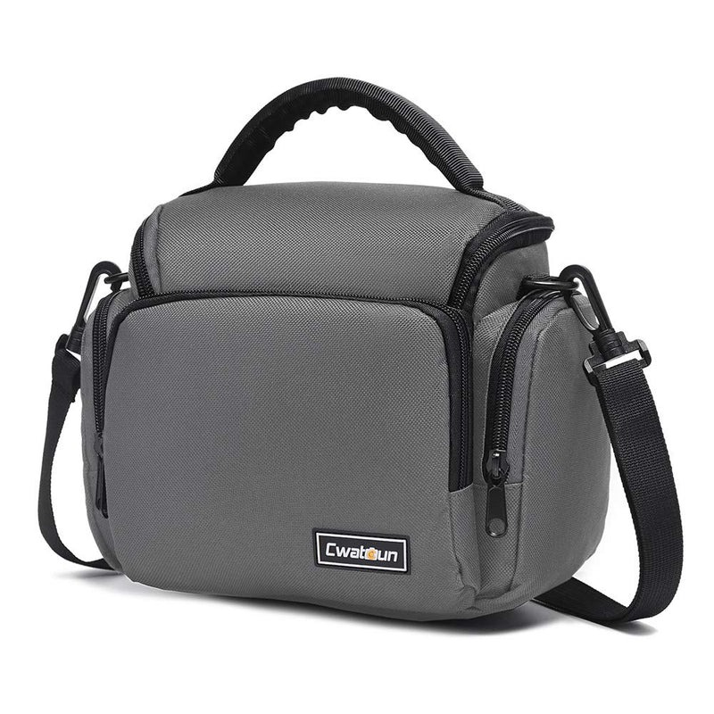 Cwatcun Camera Bag, Single Shoulder Camera Bag/Case, Crossbody Compact Camera Bag Case Compatible for Canon Nikon Sony SLR DSLR Mirrorless Cameras and Lenses Waterproof Camera Bag Grey 1.0 GRAY S