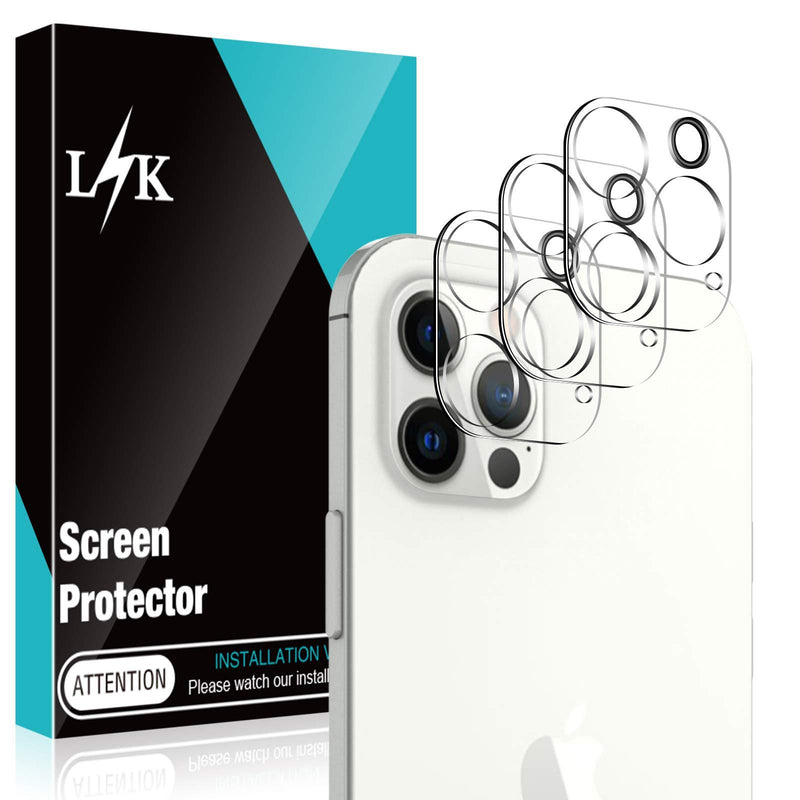 LϟK 3 Pack Camera Lens Screen Protector Compatible for iPhone 12 Pro 5G 6.1 inch, Not for iPhone 12 HD Clear Camera Tempered Glass Protector - Clear