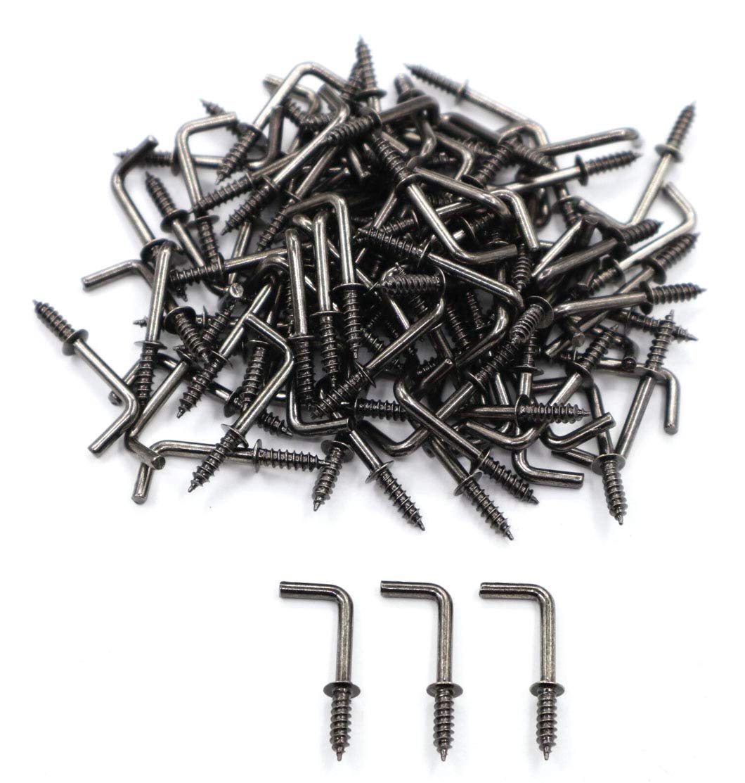 IDEALSV 100 Pcs (304) Stainless Steel Screw Hooks 5/8 Inch Small Hook  Screw-in Light Hooks Outdoor and Indoor Hanging