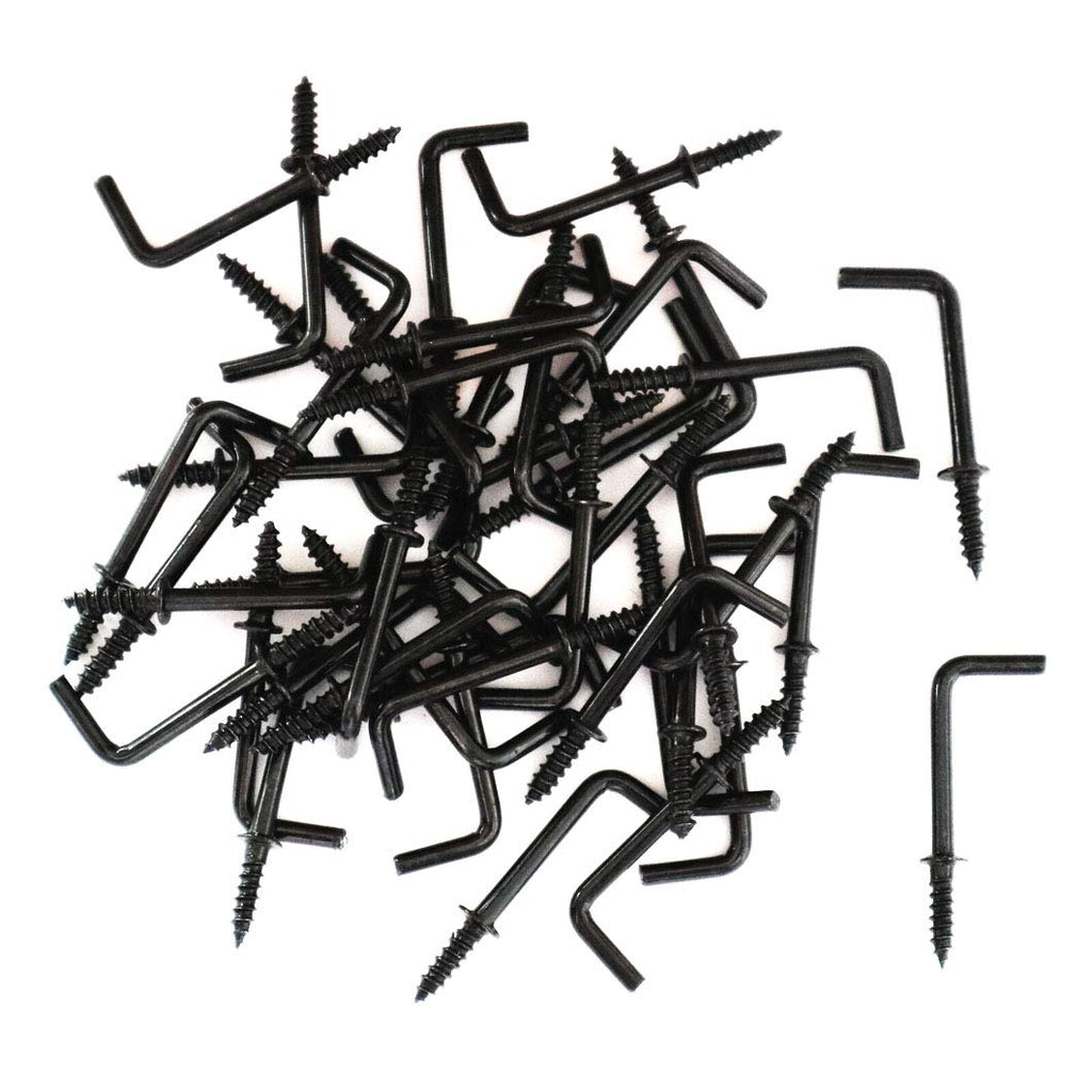 IDEALSV Black 7/8 Inch 1 Shape Screw in Ceiling Hooks L Shape Hanging Hooks 7 Shape Right Angle Medal Hooks (40 Pack)
