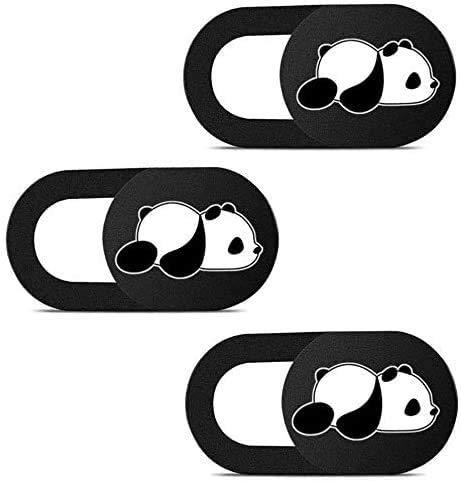 Webcam Cover Slide Cute Pattern Web Camera Cover 0.7mm Thin Fits for Laptop MacBook Pro iMac Air Computer Smartphones Tablets Protect Your Privacy and Security Strong Adhesive Black(3Pack)