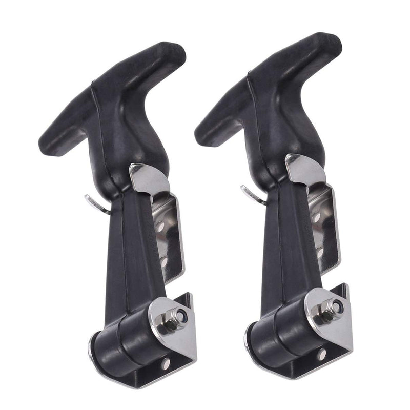 Baluue Catch Flexible T-Handle Hasp Elastic Stainless Steel Rubber Hood T-Handle Draw Latches T-Handle Hasp with Brackets for Tool Box, 2pcs