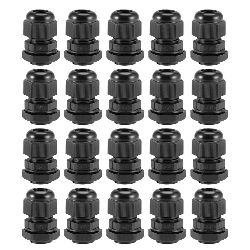 uxcell M16x1.5 Cable Gland 4mm-8mm Wire Hole Waterproof Nylon Joint Adjustable Locknut with Washer Black 20pcs