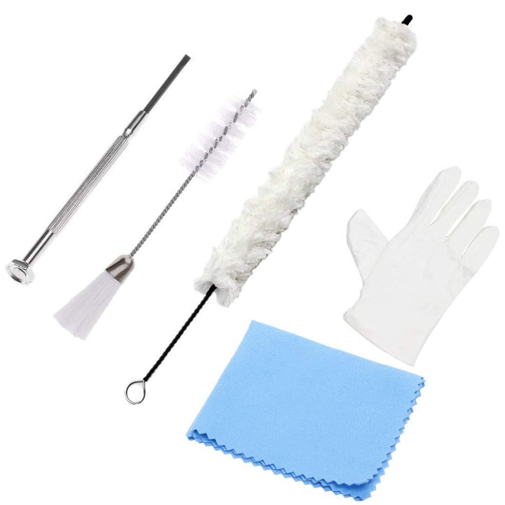ZBY Flute Cotton Cleaning Brush Kit Includes 1 Pcs Flute Cotton Cleaning Brush Swab, 1 Pcs Dust Brush,1 Pieces Screwdriver for Flute Repair and Cleaning,1 Pair Cotton Gloves and 1Pcs Cleaning Cloth