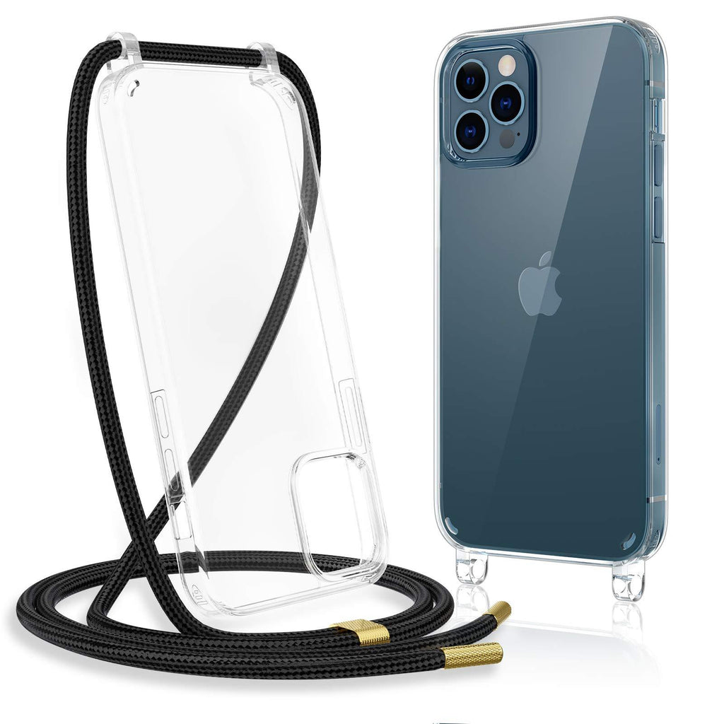 Caka Clear Case for iPhone 12 Pro Max, iPhone 12 Pro Max Case with Crossbody Strap Adjustable Neck Lanyard Clear with Design Shockproof Protective Case for iPhone 12 Pro Max 6.7 inches -Clear