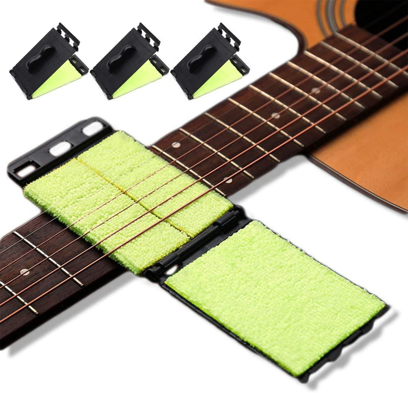 Guitar String Cleaner, 3Pcs Fingerboard Guitar Cleaning Kit, Brass String Cleaner Cloth for Guitar, Fretboard Guitar Scrubber for Bass, Mandolin,Ukulele