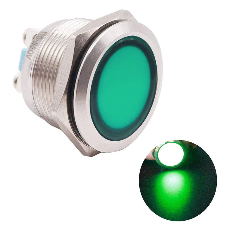mxuteuk 110V-220V 22mm LED Metal Indicator Light Waterproof Signal Lamp with Wire for Car Truck Boat DQ22-110V-G Green
