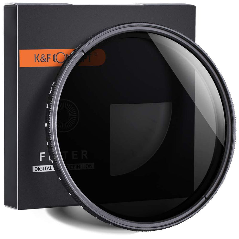 K&F Concept 46mm ND Variable Fader Neutral Density Adjustable Filter ND2-ND400 for Camera Lens