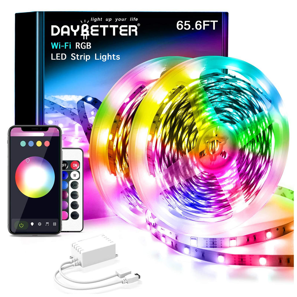Daybetter 65.6ft WiFi Smart Led Lights with App Control for Bedroom Decoration(2 Rolls of 32.8ft)