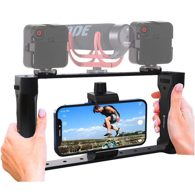 KobraTech Cell Phone Stabilizer for Video Recording - UltraGrip Pro iPhone Camera Stabilizer Rig + Remote Shutter & Phone Mount - iPhone Filming Accessories - Phone Video Stabilizer Handheld