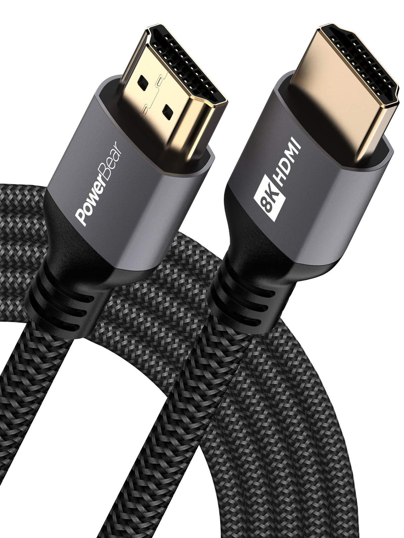 PowerBear 8K HDMI Cable 15 ft | High Speed, Braided Nylon & Gold Connectors, 8K @ 60Hz, 4K @ 120 HZ, 2K, 1080P & ARC Compatible | for Laptop, Monitor, PS5, PS4, Xbox One, Fire TV, Apple TV & More 15 Feet 1