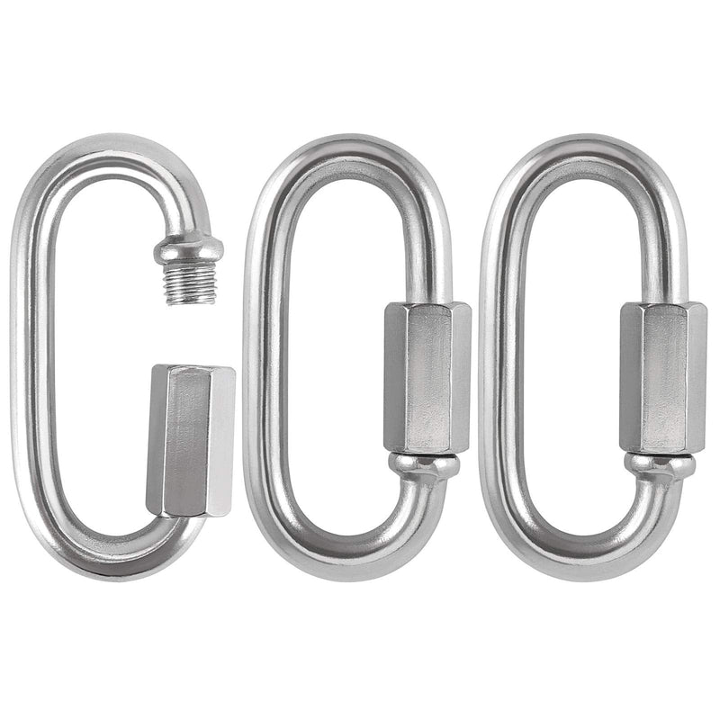 ZOENHOU 3 Pack 12mm M12 Quick Link, 2497 Lbs Stainless Steel Threaded Chain Connector Heavy Duty D Shape Locking Repair Link for Backpack DIY Accessories M12 3 PCS