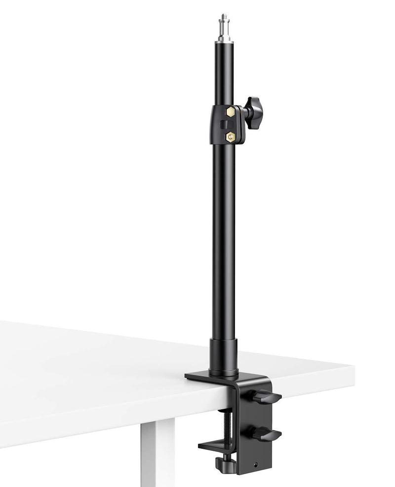 Dazzne Desk Mount Stand, 12.9-22inch Tabletop C Clamp Mount Stand, Adjustable Table Aluminum Light Stand with Standard 1/4 Screw Tip for DSLR Camera, Ring Light, Video Light, Panel Light