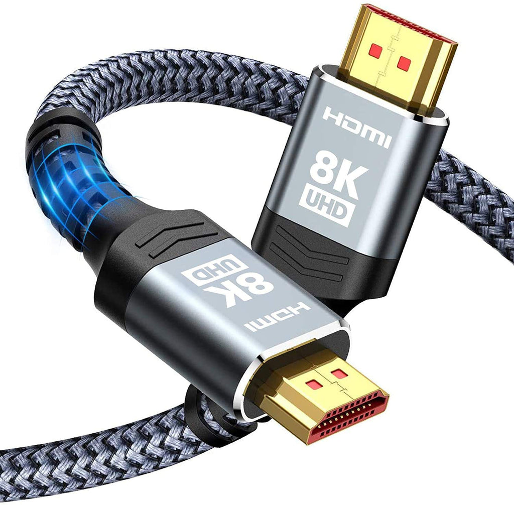 8K@60 HDMI Cable 10FT/3M, Highwings 48Gbps Ultra High Speed HDMI Braided Nylon 4K120 144Hz RTX 3090 eARC HDR10 4:4:4 HDCP 2.2&2.3 Dolby Compatible for Apple TV, Fire TV, PS5, PS4 10 feet