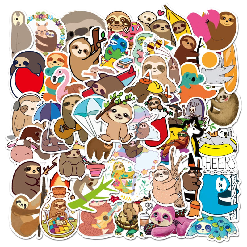 Sloth Stickers| 50 PCS | Vinyl Waterproof Stickers for Laptop,Skateboard,Water Bottles,Computer,Phone,Guitar,Cute Sloth Stickers for Kids Adult (Sloth Stickers)
