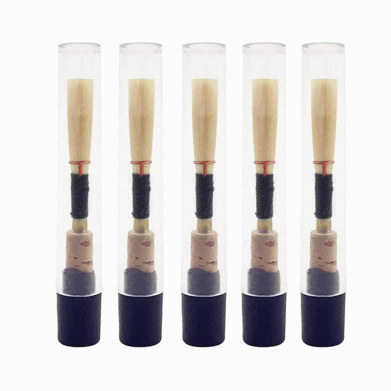 Jiayouy 5Pcs Oboe Reeds Medium Soft Oboe Reed with Plastic Storage Case/Tube Woodwind Instrument Accessories Black