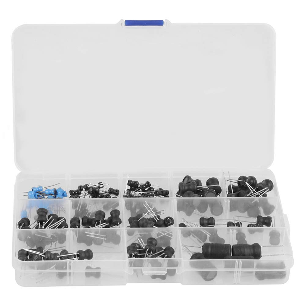 Inductors Assorted Kit, 145pcs 2 Values Choke Inductors Assortment Kit 10uH-10mH in a Clear Plastic Box Protected with PVC or UL Tube