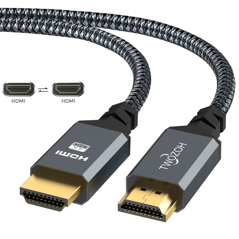 Twozoh 4K HDMI Cable 15FT, High-Speed 60HZ 18Gbps Braided HDMI to HDMI Cord Compatible with PS5, PS4, PC, Monitor, Projector, 4K UHD TV/HDTV, Xbox