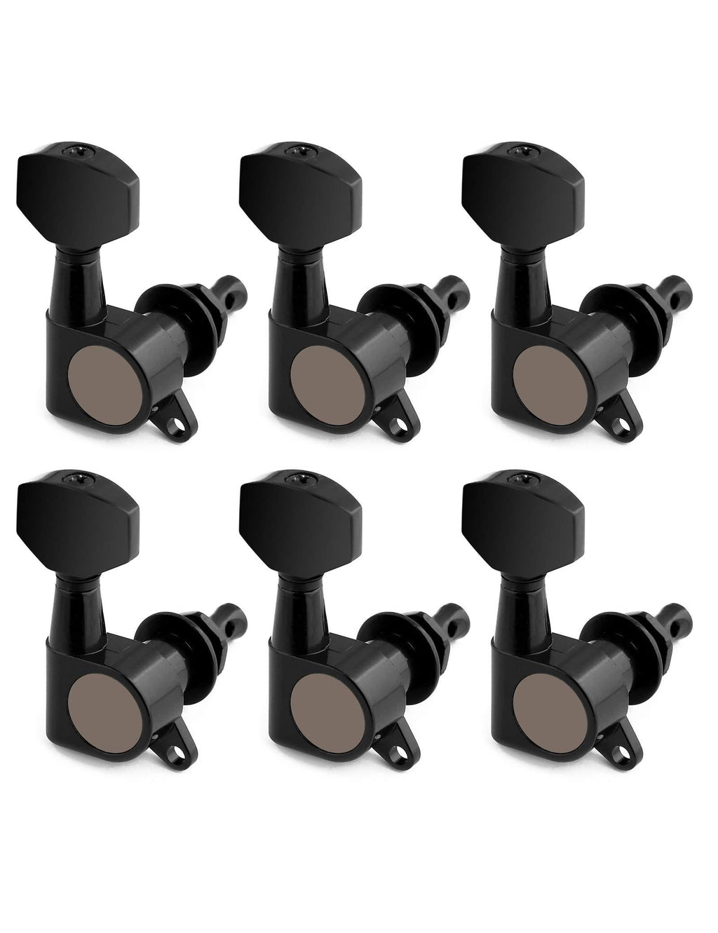 Holmer Sealed String Tuning Pegs Tuning Machines Grover Machine Heads Tuners Tuning Keys 6 In Line for Right Handed Acoustic Guitar or Electric Guitar Black.