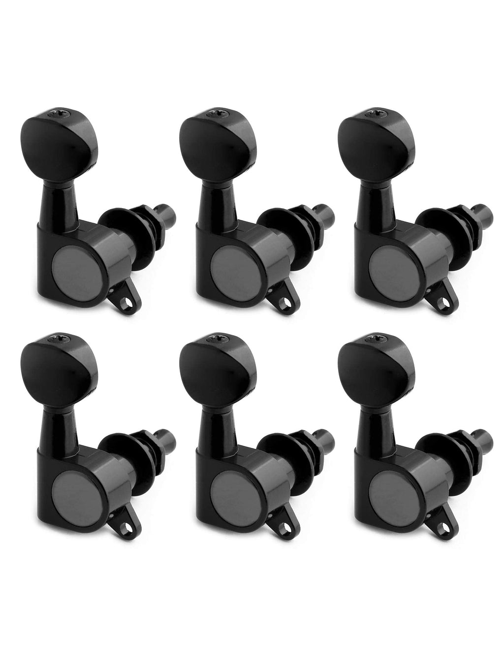 Holmer Guitar String Tuning Pegs Tuning Machines Sealed Machine Heads Grover Tuners Tuning Keys Oval Button 6 In Line for Right Handed Electric Guitar or Acoustic Guitar Black.