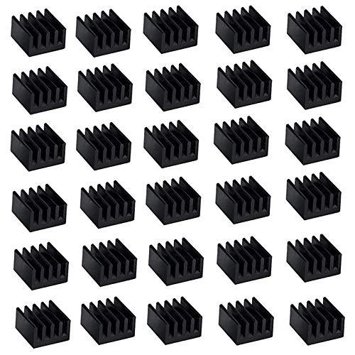 LuoQiuFa 30pcs Small Mini Heatsink Kit, Mini Cooler Aluminum Heat Sink for Cooling VRM Stepper Driver MOSFET VRam Regulators (8.8mmx8.8mmx5mm)