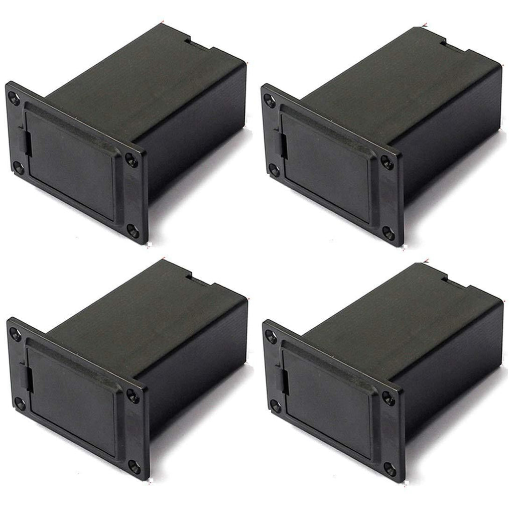 MUPOO 4PCS Black 9V Guitar Battery Holder/Case/Box Compartment Cover Case for Guitar Bass Pickup