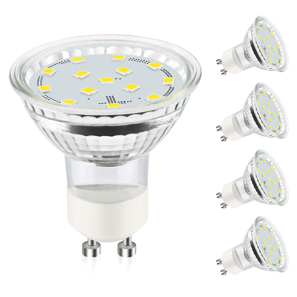 Unicozin GU10 LED Light Bulbs, 4W 400LM, 50W Halogen Bulbs Equivalent, 5000K Daylight White, Non-Dimmable, LED Bulbs for Track Lighting, GU10 Base, Pack of 4