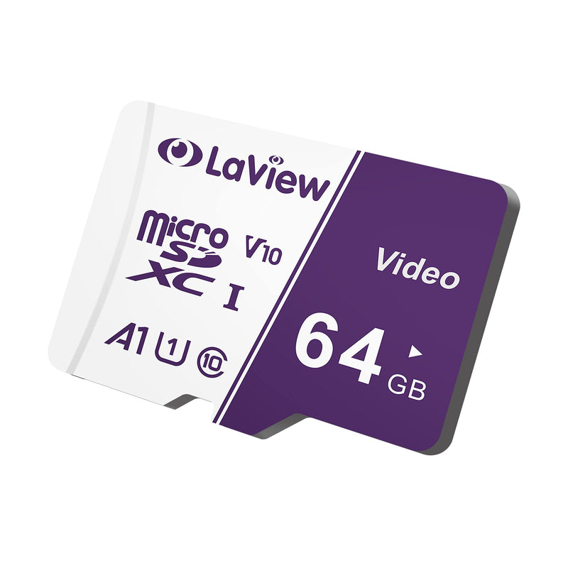 LaView 64GB Micro SD Card, Micro SDXC UHS-I Memory Card – 100MB/s,667X,U1,C10, FHD Video V10, A1, FAT32, High Speed Flash TF Card P500 for Computer with Adapter/Camera/Phone/Drone/Dash Cam/Tablet/PC 64G