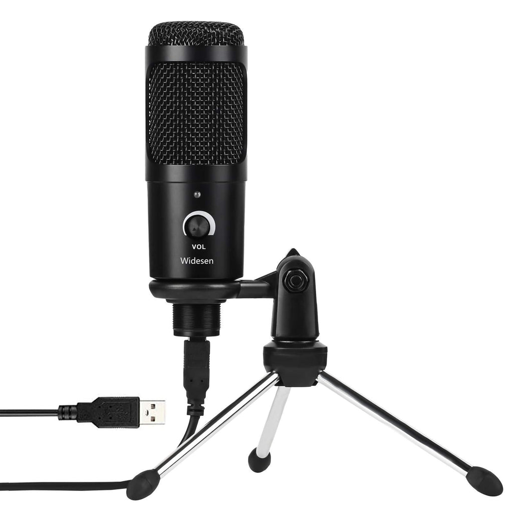 USB Microphone Condenser Mic 192KHz/24bit Plug and Play Computer Podcast Condenser Recording Microphone for Laptop MAC or Windows Karaoke, YouTube,TikTok,Gaming, Recording, Skype, Live Streaming Black