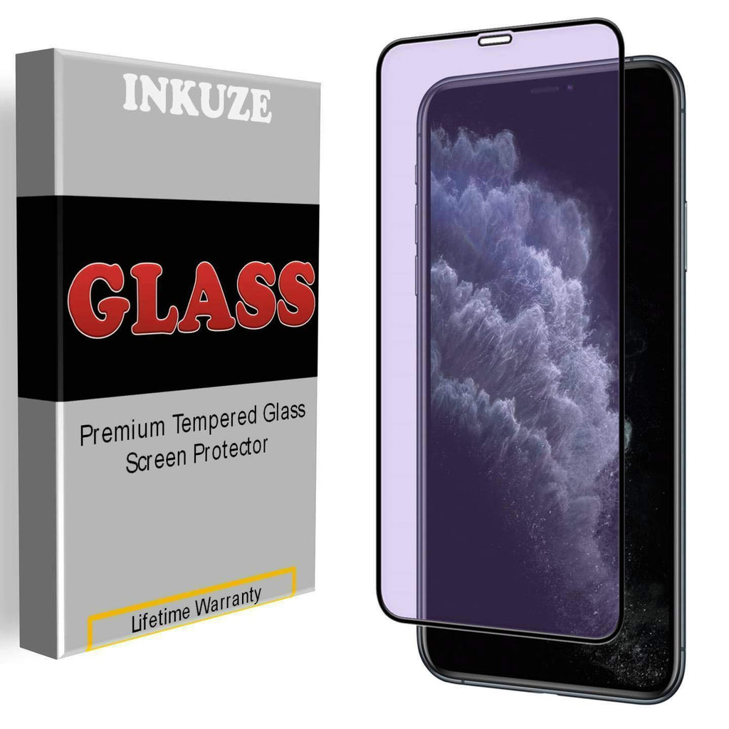 For iPhone 12 Pro Max (2020) Anti Blue Light Screen Protector w/Full Coverage, INKUZE Tempered Glass Screen Protector, block harmful blue light for eye protection