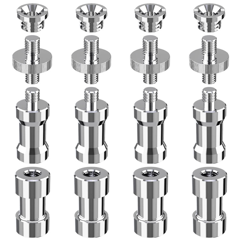 Camera Screws Kit, PAMOWO 16Pcs Tripod Mount Screw Adapter 1/4" to 1/4" Threaded Ring Screw Converter Pack, 1/4" to 3/8" Nut for DSLR Camera/Tripod/Monopod/Ballhead/Flash Light/Quick Release Plate