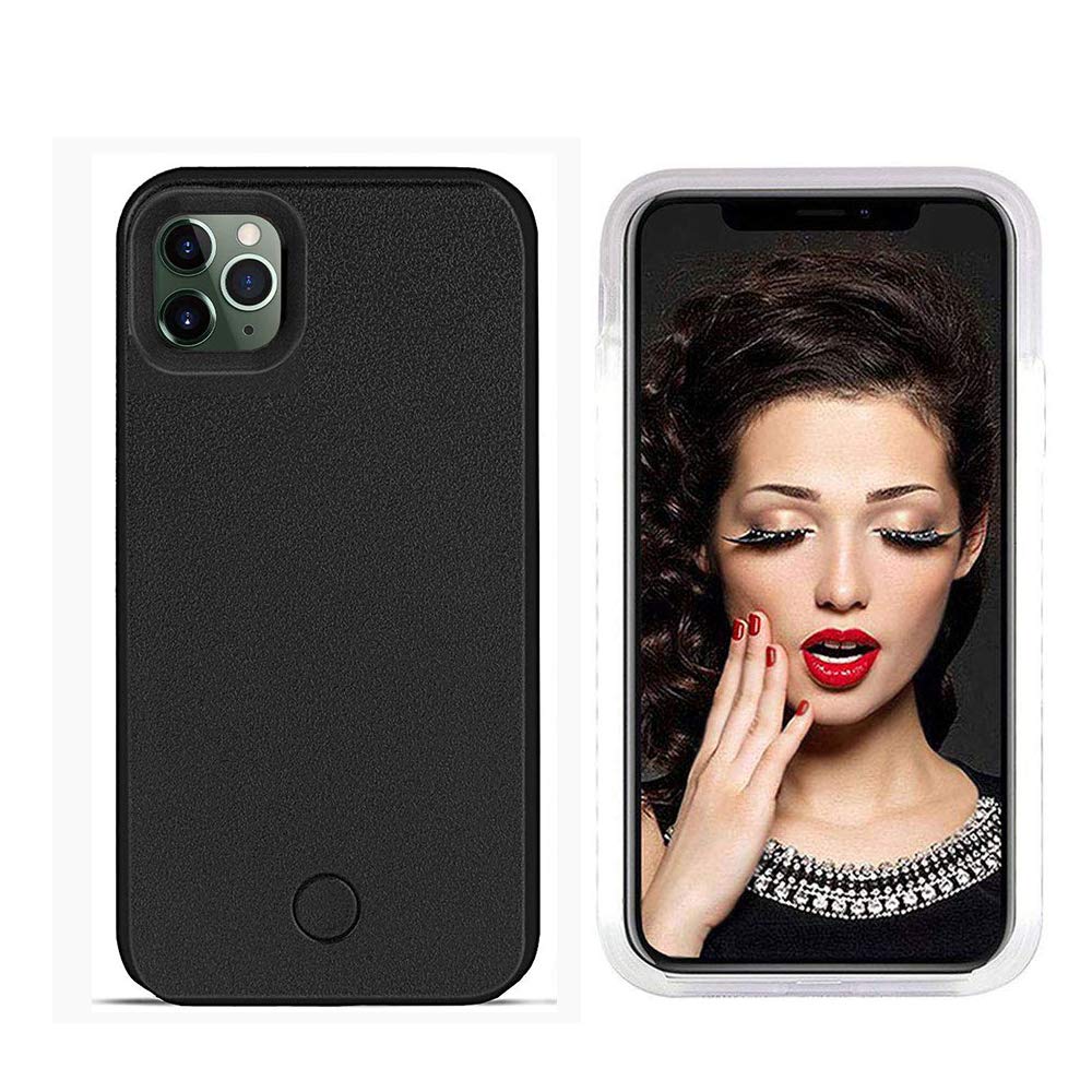 Selfie Phone Case Compatible with iPhone 12 Pro Max,LNtech Rechargeable LED Light Up Flash Lighting Selfie Case Illuminated Cover(Black, iPhone 12 Pro Max) black