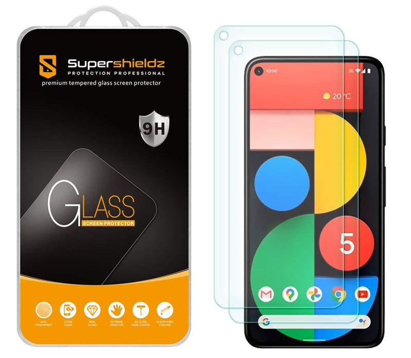 (2 Pack) Supershieldz Designed for Google Pixel 5 Tempered Glass Screen Protector, 0.33mm, Anti Scratch, Bubble Free