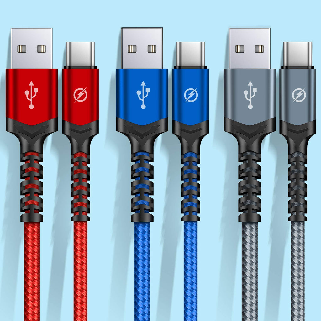USB to Type C Cable Charger USB C Fast Charger Charge Cord [3Pack-6FT] Compatible Samsung Galaxy S9 S8 Note 9 Note 8 Plus and More Fast Charger Cord