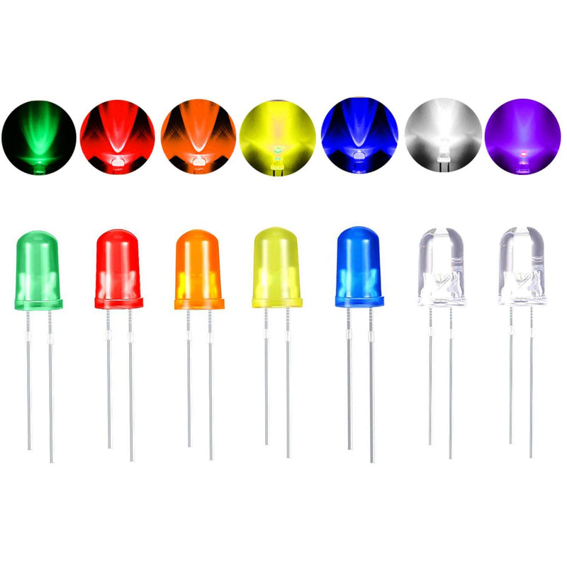 160pcs 5mm 7 Color LED Diodes, Round Head DIY Electronic Component LED Diode Lights, Emitting Diodes Bulb LED Lamp for Science Project Experiment