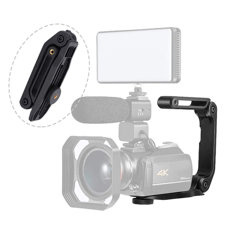 GENS Camera Stabilizer Grip - Universal U-Shaped Handle Works with Any Camcorder with 1/4"-20 Threaded Insert - Extra Mounting Holes for Video Camera Accessories - Foldable Design for Easy Storage