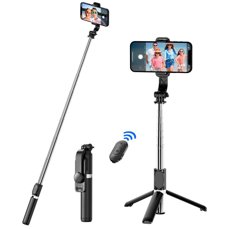 Selfie Stick Tripod, All in One Extendable & Portable iPhone Tripod Selfie Stick with Wireless Remote Compatible with iPhone 13 12 11 pro Xs Max Xr X 8Plus 7, Galaxy Note10/S20/S10/OnePlus 9/9 PRO etc