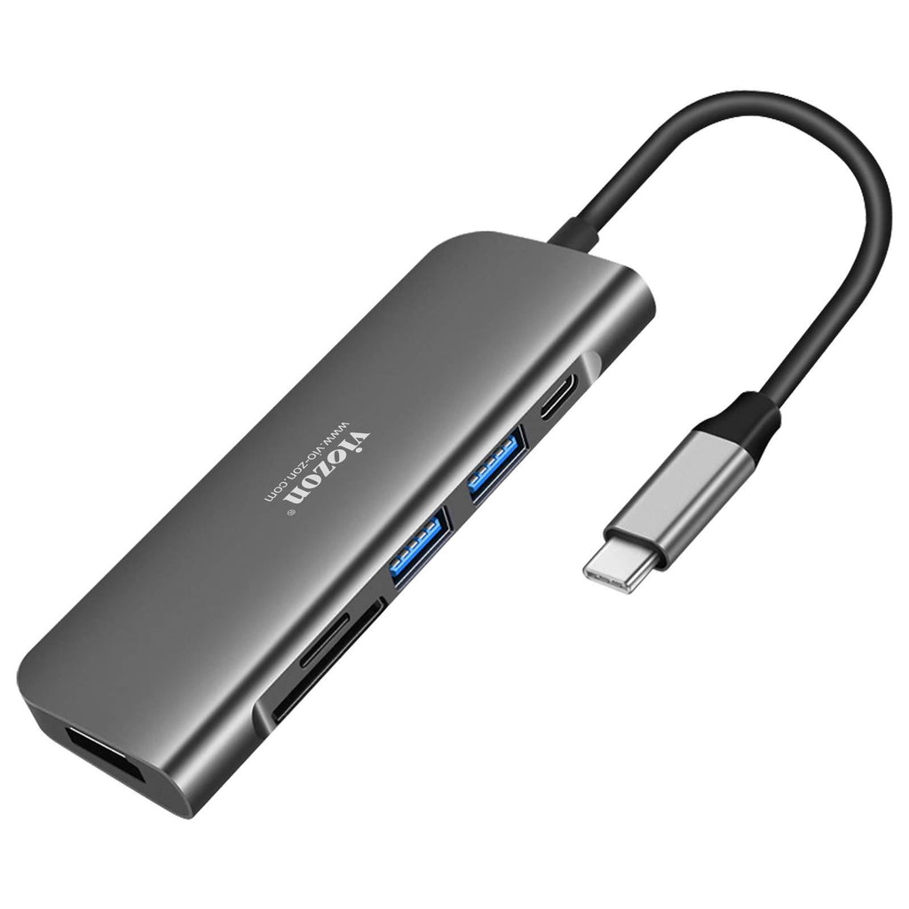 viozon USB C Hub, 6-in-1 Type C Hub with 4K USB C to HDMI 2.0, 2 USB 3.0 Ports, USB-C Power Delivery Charging, SD/TF Card Reader, Portable for iPad, Other Type C Laptops, Phone and Tablet (Hub-6G)