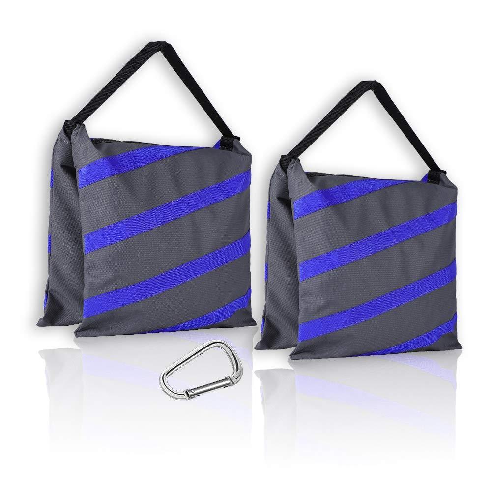 ESINGMILL Saddlebag Sand Bags for Photography Video Equipment, 2 Pack Super Heavy Duty Empty Sandbag Weight Bags for Photo Video Studio Stand, Light Stand Tripod and Jib Arm Mini Camera Crane Gray-Blue